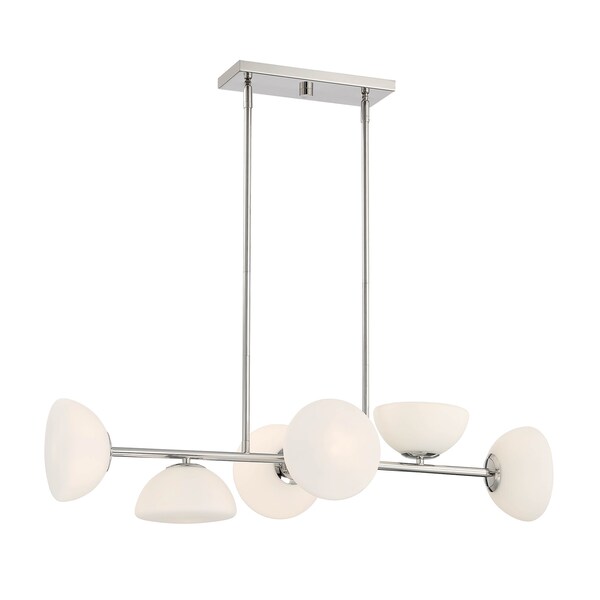 Designers Fountain Zio 60 Watt 6 Light Polished Nickel Linear Pendant with Etched Opal Glass Shade D270H-IS-PN - main